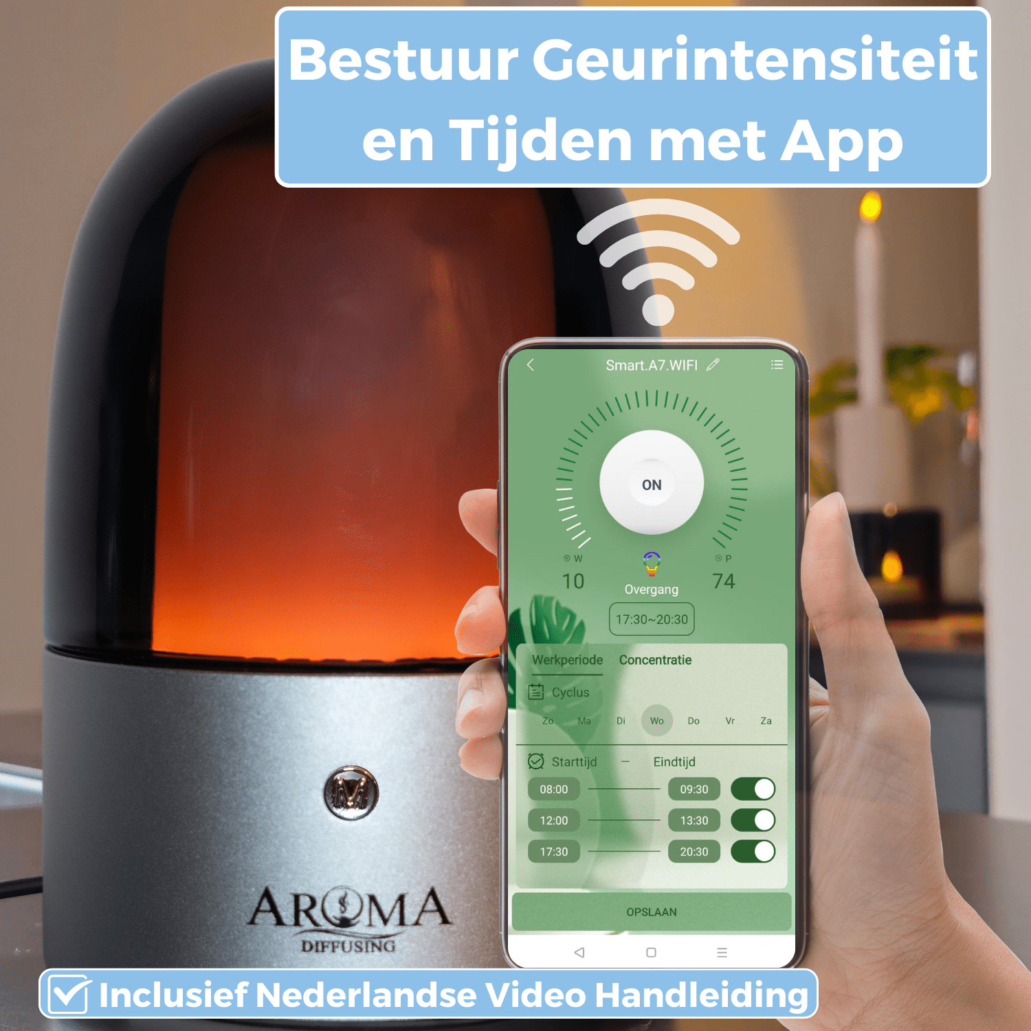 Herfst bundel - Geurmachine Geurolie Geurverspreider Aroma Diffuser Aroma Verfrisser Etherische Olie Mood Mobiele App - Geurmachine Mood 60m2 - AromaDiffusing - Aromadiffusing