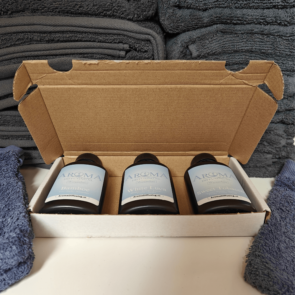 Wasparfum Proef/Cadeauset 3x100ml - AromaDiffusing® - Wasparfum Set Aromadiffusing Cadeauset 3 100ML Druppels Om Je Beddengoed Heerlijk Te Laten Ruiken - Aromadiffusing